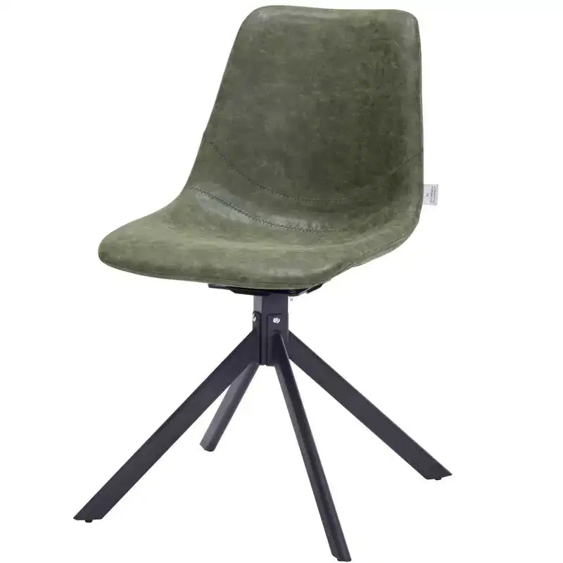LeisureMod Markley Chaise d'appoint pivotante en cuir avec pieds en fer durables, chaise d'appoint confortable pour cuisine, salle à manger ou bureau, lot de 4