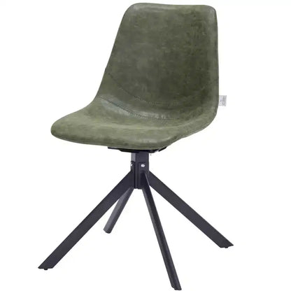 LeisureMod Markley Chaise d'appoint pivotante en cuir avec pieds en fer durables, chaise d'appoint confortable pour cuisine, salle à manger ou bureau, lot de 4
