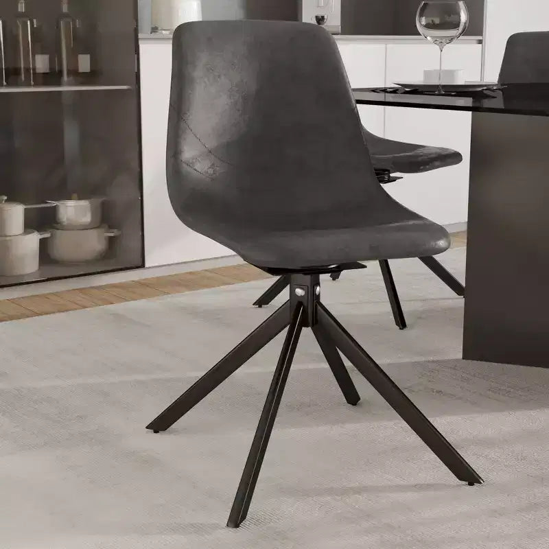 LeisureMod Markley Chaise d'appoint pivotante en cuir avec pieds en fer durables, chaise d'appoint confortable pour cuisine, salle à manger ou bureau, lot de 4