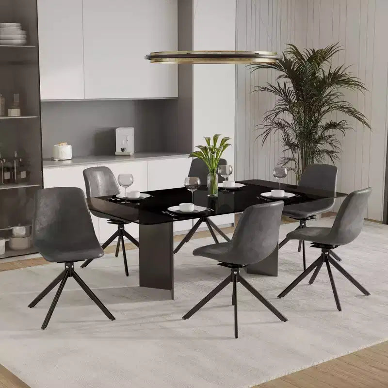 LeisureMod Markley Chaise d'appoint pivotante en cuir avec pieds en fer durables, chaise d'appoint confortable pour cuisine, salle à manger ou bureau, lot de 4