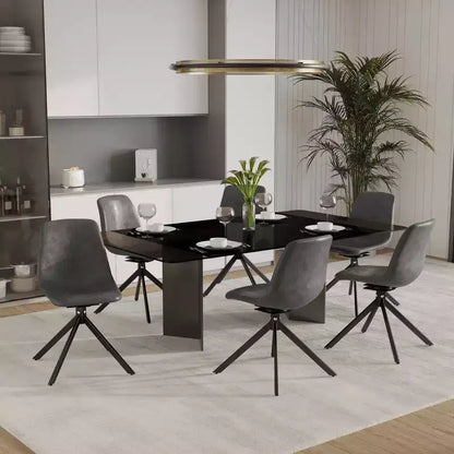 LeisureMod Markley Chaise d'appoint pivotante en cuir avec pieds en fer durables, chaise d'appoint confortable pour cuisine, salle à manger ou bureau, lot de 4