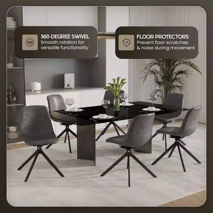 LeisureMod Markley Chaise d'appoint pivotante en cuir avec pieds en fer durables, chaise d'appoint confortable pour cuisine, salle à manger ou bureau, lot de 4