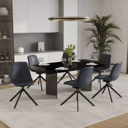 LeisureMod Markley Chaise d'appoint pivotante en cuir avec pieds en fer durables, chaise d'appoint confortable pour cuisine, salle à manger ou bureau, lot de 4