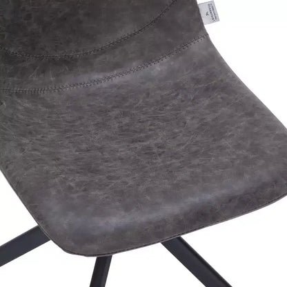 LeisureMod Markley Chaise d'appoint pivotante en cuir avec pieds en fer durables, chaise d'appoint confortable pour cuisine, salle à manger ou bureau, lot de 4