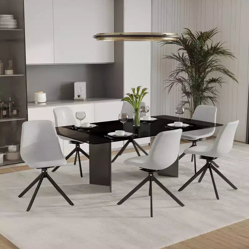 LeisureMod Markley Chaise d'appoint pivotante en cuir avec pieds en fer durables, chaise d'appoint confortable pour cuisine, salle à manger ou bureau, lot de 4