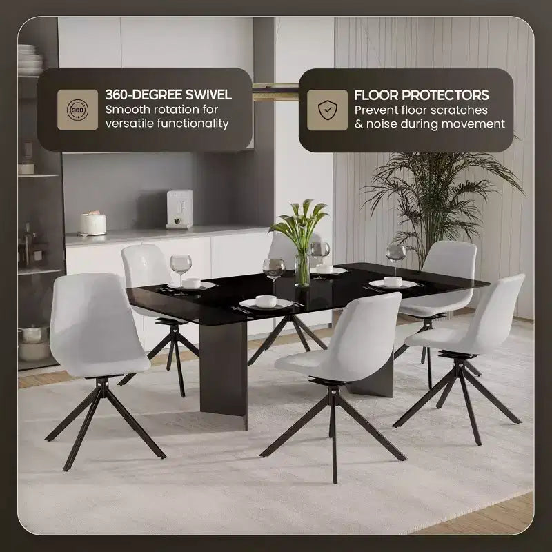 LeisureMod Markley Chaise d'appoint pivotante en cuir avec pieds en fer durables, chaise d'appoint confortable pour cuisine, salle à manger ou bureau, lot de 4