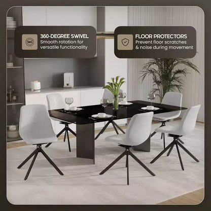 LeisureMod Markley Chaise d'appoint pivotante en cuir avec pieds en fer durables, chaise d'appoint confortable pour cuisine, salle à manger ou bureau, lot de 4