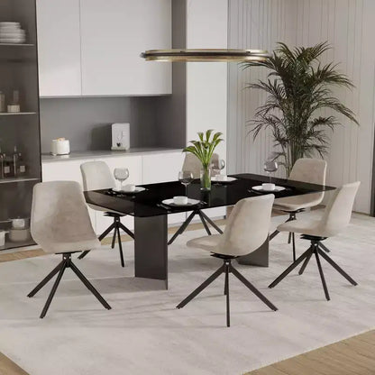 LeisureMod Markley Chaise d'appoint pivotante en cuir avec pieds en fer durables, chaise d'appoint confortable pour cuisine, salle à manger ou bureau, lot de 4