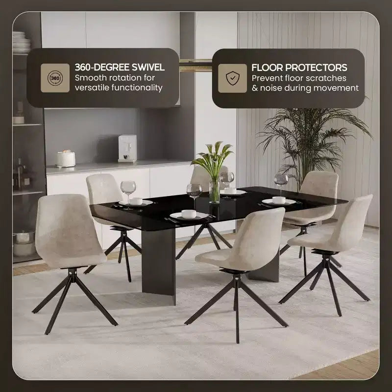 LeisureMod Markley Chaise d'appoint pivotante en cuir avec pieds en fer durables, chaise d'appoint confortable pour cuisine, salle à manger ou bureau, lot de 4