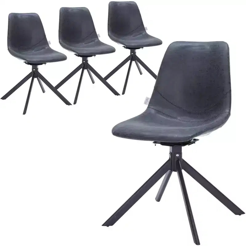 LeisureMod Markley Swivel Leather Dining Side Chair with Durable Iron Legs  Comfortable Accent Chair for Kitchen, Dining Room, or Office Set of 4
