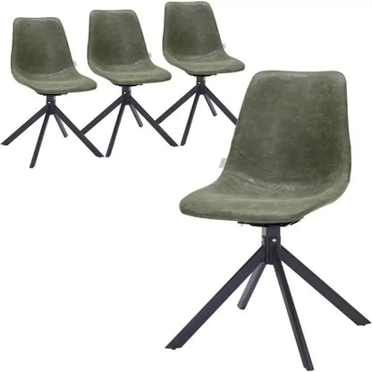 LeisureMod Markley Chaise d'appoint pivotante en cuir avec pieds en fer durables, chaise d'appoint confortable pour cuisine, salle à manger ou bureau, lot de 4