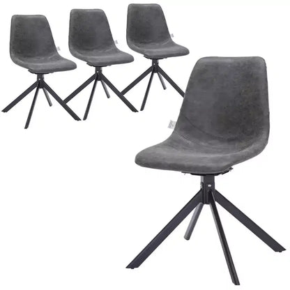 LeisureMod Markley Chaise d'appoint pivotante en cuir avec pieds en fer durables, chaise d'appoint confortable pour cuisine, salle à manger ou bureau, lot de 4