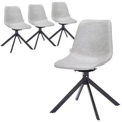 LeisureMod Markley Chaise d'appoint pivotante en cuir avec pieds en fer durables, chaise d'appoint confortable pour cuisine, salle à manger ou bureau, lot de 4