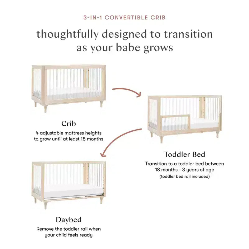 Lit de bébé convertible 3-en-1 Babyletto Lolly avec kit de conversion pour lit de tout-petit