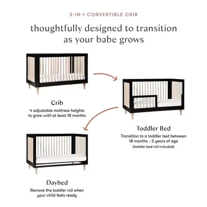 Lit de bébé convertible 3-en-1 Babyletto Lolly avec kit de conversion pour lit de tout-petit