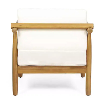 Homy Casa Acacia Wood Accent Lounge Chair with Cushioned Seat and Back, Natural