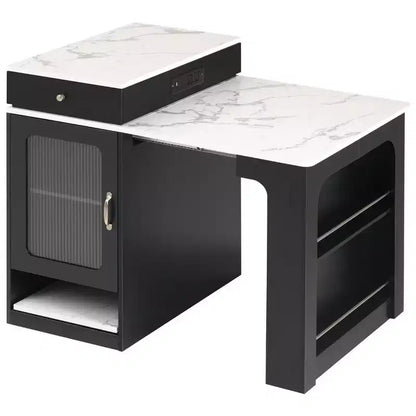 Okak Îlot de cuisine avec table extensible, table d'îlot de cuisine avec rangement double face et prise de courant, chariot de cuisine pour salle à manger