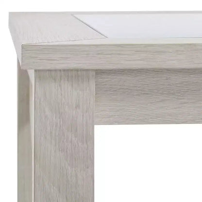 HOMCOM Farmhouse Style Coffee Table with Wood Frame, Tempered Glass Tabletop and Underneath Storage Shelf for Living Room, White Oak