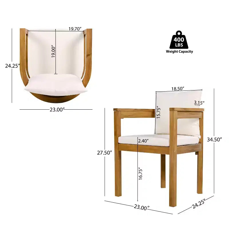 Christopher Knight Home Jada Ensemble de salle à manger d'extérieur 7 pièces en bois d'acacia à lattes ouvertes avec coussins
