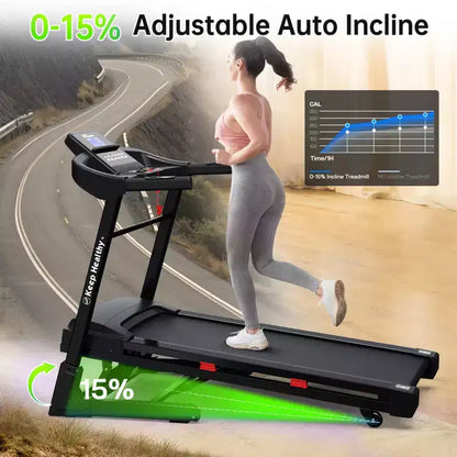 3.5HP Foldable Electric Treadmill for Home with Auto Incline, Shock Absorption, Pulse Sensor, Bluetooth Speaker & FITSHOW App