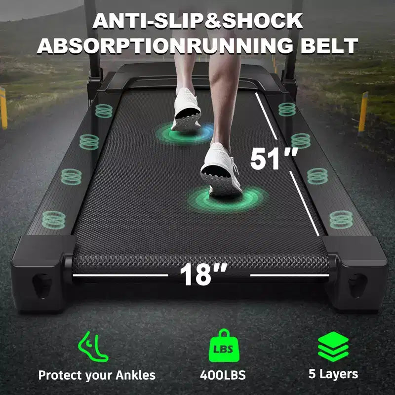 3.5HP Foldable Electric Treadmill for Home with Auto Incline, Shock Absorption, Pulse Sensor, Bluetooth Speaker & FITSHOW App