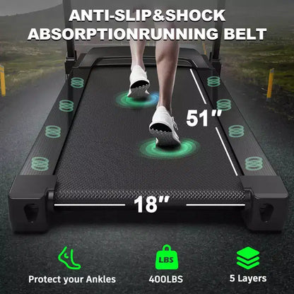 3.5HP Foldable Electric Treadmill for Home with Auto Incline, Shock Absorption, Pulse Sensor, Bluetooth Speaker & FITSHOW App