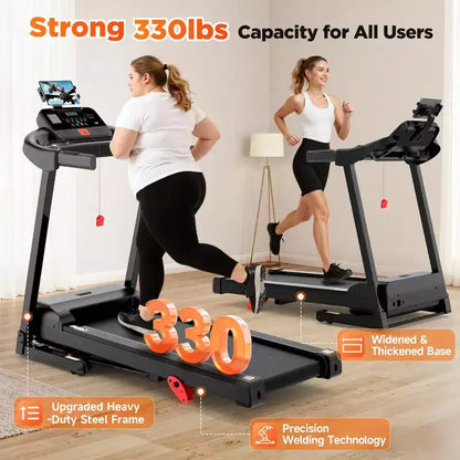 Folding Treadmill w/ Incline, 3.5HP Treadmill for Home w/ 330lb Capacity, 71 Programs