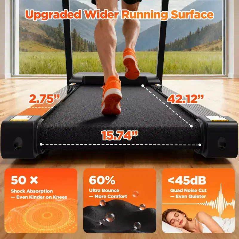 Folding Treadmill w/ Incline, 3.5HP Treadmill for Home w/ 330lb Capacity, 71 Programs