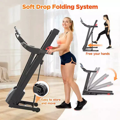 Folding Treadmill w/ Incline, 3.5HP Treadmill for Home w/ 330lb Capacity, 71 Programs