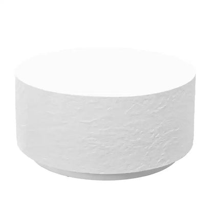 Table Basse Ronde Table Basse Table d'Appoint Canapé Table d'Appoint avec Design Imitation Pierre, Blanc, Aucun Assemblage Requis - ModernLuxe