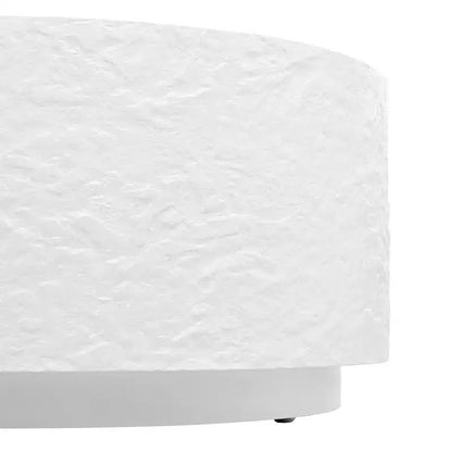 Table Basse Ronde Table Basse Table d'Appoint Canapé Table d'Appoint avec Design Imitation Pierre, Blanc, Aucun Assemblage Requis - ModernLuxe
