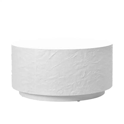 Table Basse Ronde Table Basse Table d'Appoint Canapé Table d'Appoint avec Design Imitation Pierre, Blanc, Aucun Assemblage Requis - ModernLuxe