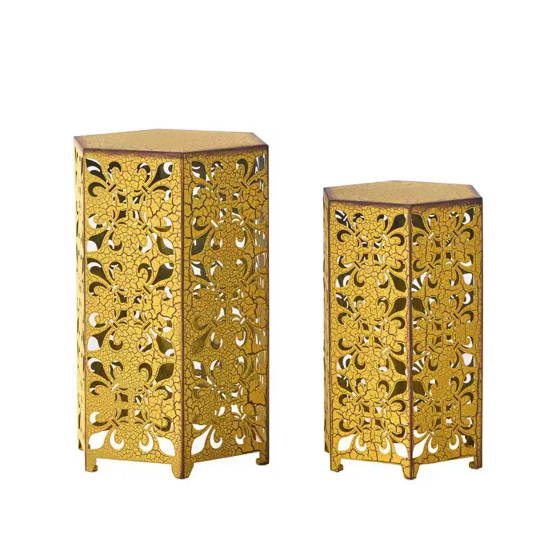 Table d'appoint de salon en fer, table d'appoint d'extérieur, table d'appoint de patio hexagonale moderne,