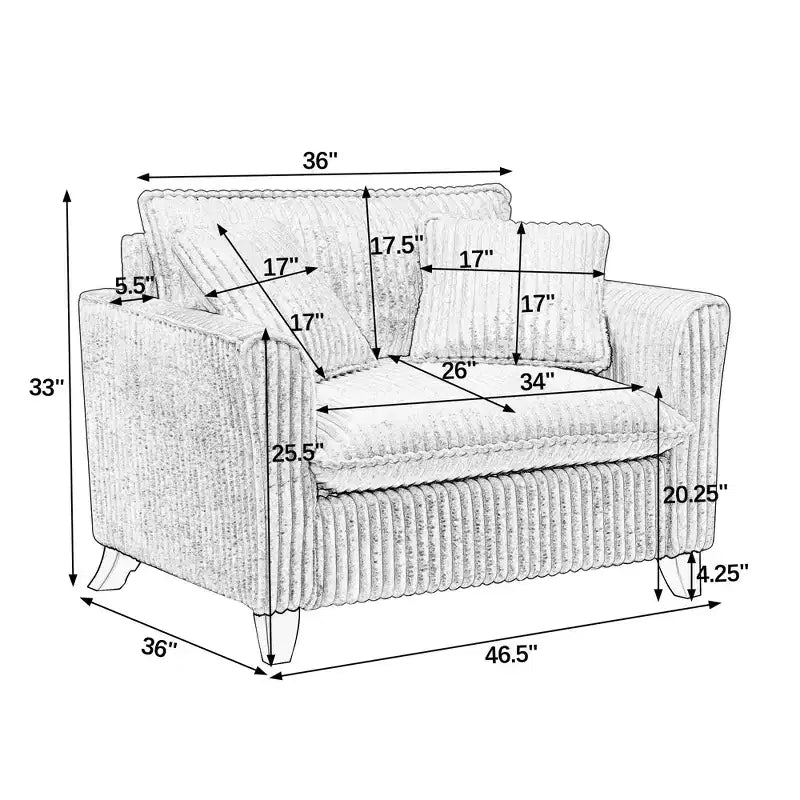 Fauteuil simple EHMKNP en peluche avec coussin moelleux, dossier et accoudoirs | Parfait pour le salon et la chambre à coucher