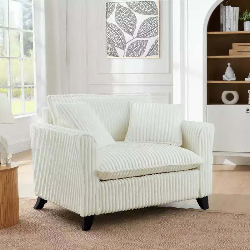Fauteuil simple EHMKNP en peluche avec coussin moelleux, dossier et accoudoirs | Parfait pour le salon et la chambre à coucher