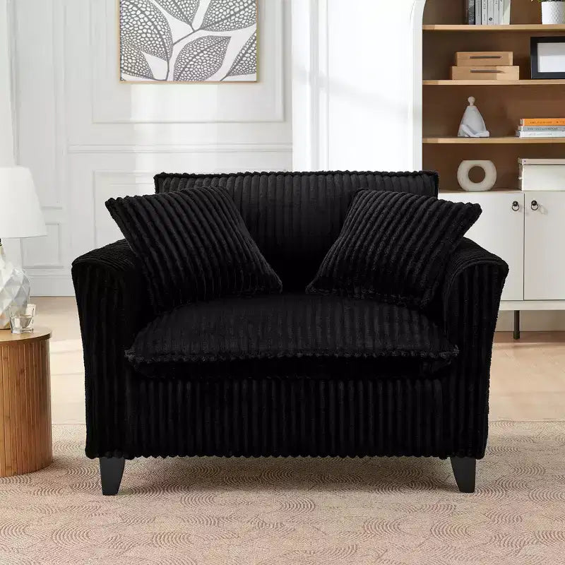 Fauteuil simple EHMKNP en peluche avec coussin moelleux, dossier et accoudoirs | Parfait pour le salon et la chambre à coucher