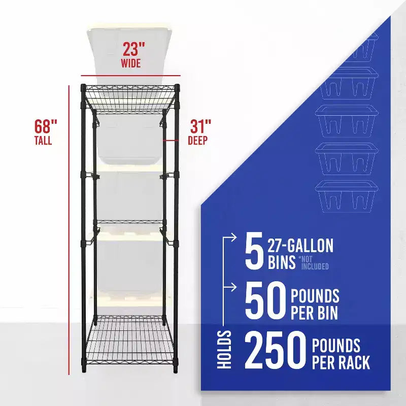 Étagère de rangement pour bacs SafeRacks 27 gallons