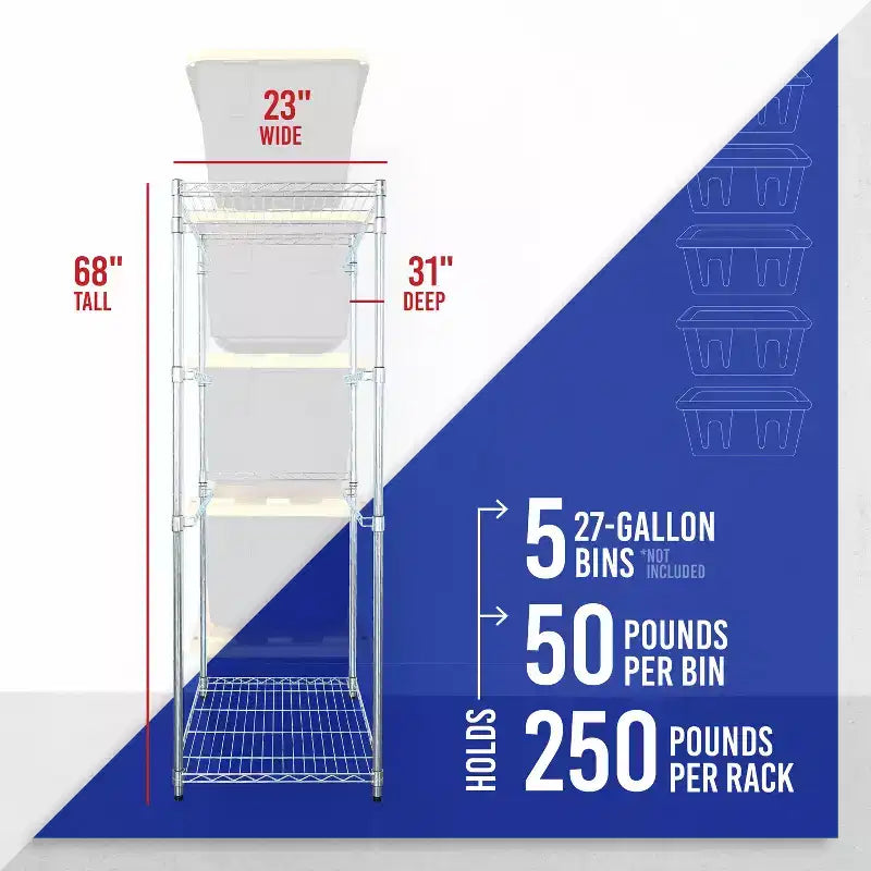 Étagère de rangement pour bacs SafeRacks 27 gallons
