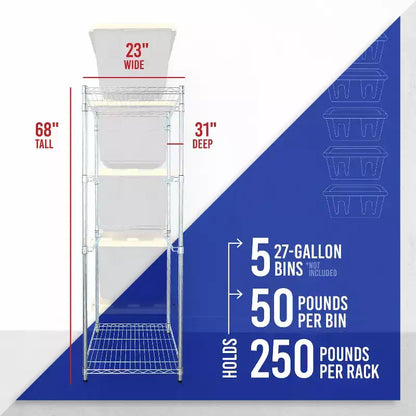 Étagère de rangement pour bacs SafeRacks 27 gallons