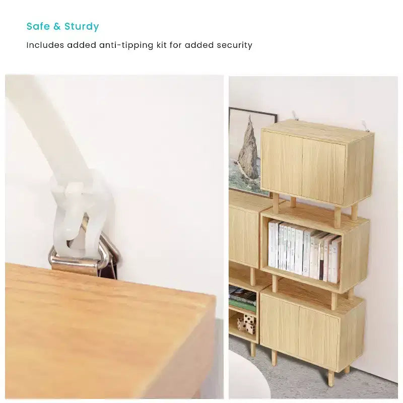 Home Zone Living Stackable Storage Cube End Table with Rubberwood Legs