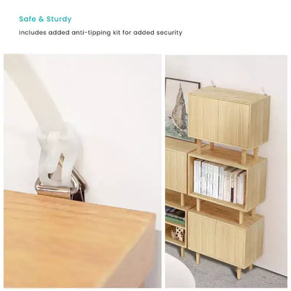 Home Zone Living Stackable Storage Cube End Table with Rubberwood Legs
