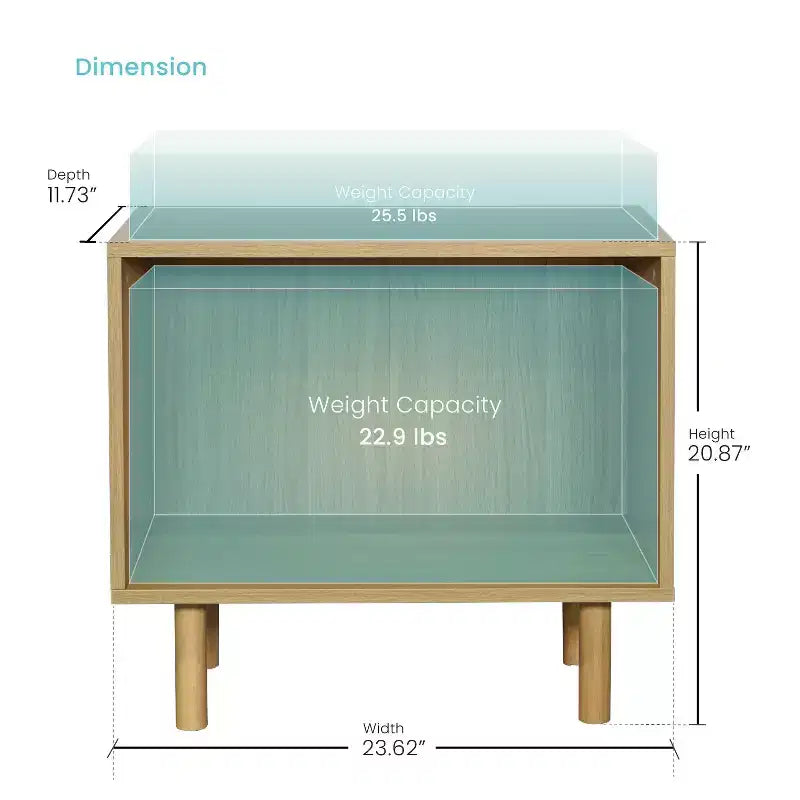 Home Zone Living Stackable Storage Cube End Table with Rubberwood Legs