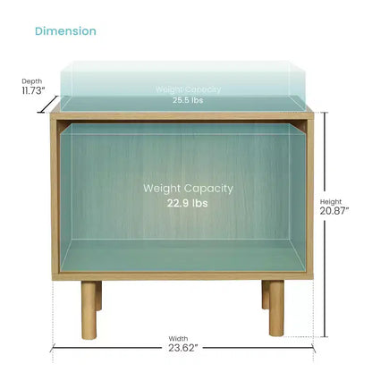 Home Zone Living Stackable Storage Cube End Table with Rubberwood Legs