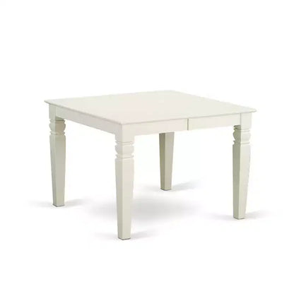 Kitchen Table Set 5pc Rectangle Table w/ Leaf & 4 Chairs - Linen White Legs, Gray Fabric