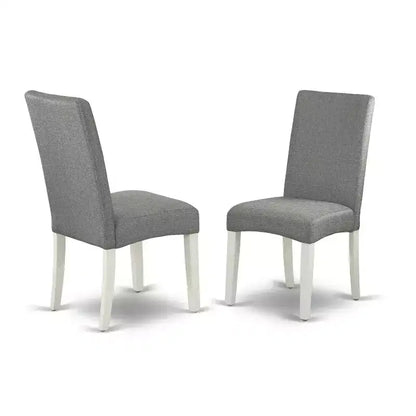 Kitchen Table Set 5pc Rectangle Table w/ Leaf & 4 Chairs - Linen White Legs, Gray Fabric