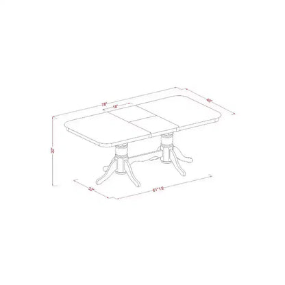 Ensemble de salle à manger Art Déco 7 pièces Table rectangulaire avec rallonge et 6 chaises - 152x198 cm