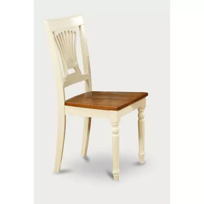HomeStock 3-Piece Buttermilk & Cherry Finish Solid Wood Top Dining Table with 2 Chairs