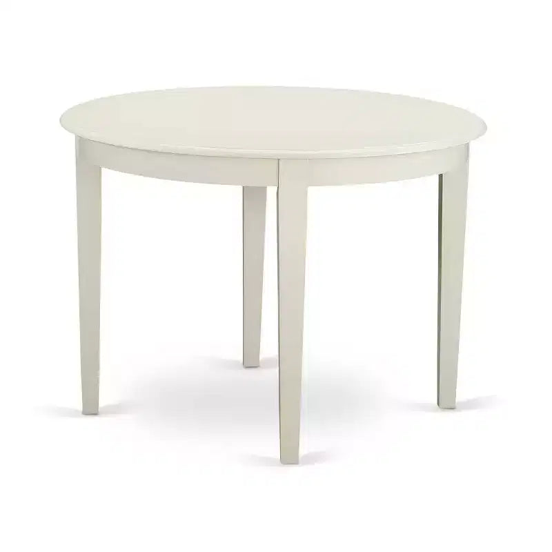 HomeStock 3-Piece White Finish Round Solid Wood Top Dining Table Set