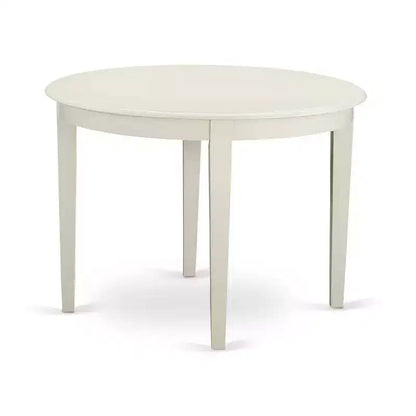 HomeStock 3-Piece White Finish Round Solid Wood Top Dining Table Set