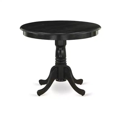 Ensemble de salle à manger rond 3 pièces HomeStock avec plateau en bois massif noir brossé – 4 places